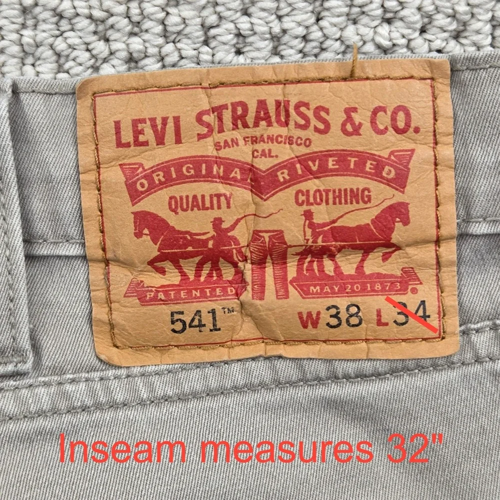 Levis 541 Athletic‎ Taper Stretch Pants Tan Khaki Mens 38x32 *READ